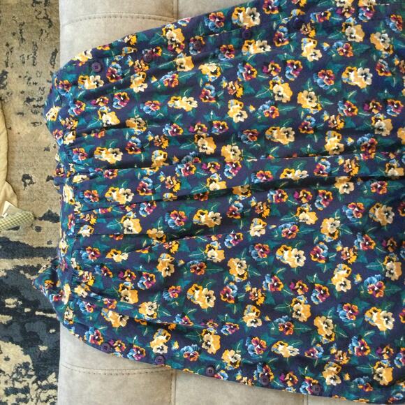 Vintage Womens Jumper Dress Size Small Blue Floral Pansy 90s Modest Fall Casual - Picture 5 of 8